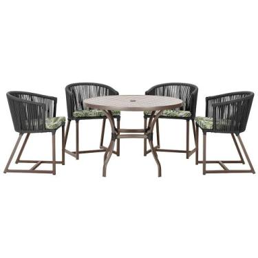 Imagem de Mesa com 4 Cadeiras de Jantar Roma 100cm e Noronha em Aluminío Marrom 