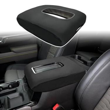 Imagem de ramuel Compatível com console central capa de apoio de braço almofada de descanso de braço tapete protetor de tampa de console médio para Chevy Silverado GMC Sierra Jump Seat 2019-2025 preto
