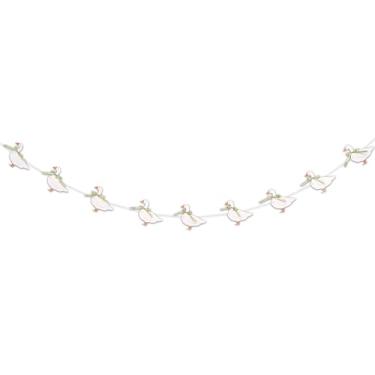 Imagem de ZAIBIANHAO Faixa com tema de ganso - Guirlanda de chá de bebê de ganso, decoração de aniversário estilo guingão verde ganso silly, decorações de festa temáticas de animais de fazenda