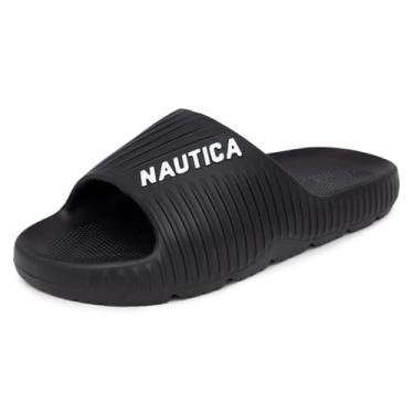 Imagem de Nautica Chinelos de banho masculinos atl ticos Slide Comfort, Arnon preto e branco, 9