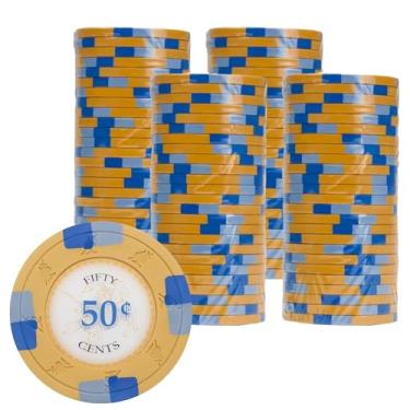 Imagem de Gamers Lounge Poker Knights fichas de pôquer de 13,5 gramas (pacote com 100) - Composto de argila inspirado no cassino ($.50 laranja)
