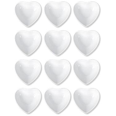 Imagem de Delling Conjunto de pratos de cerâmica para molho de soja com 12 pratos brancos para condimentos, tigelas para molho de soja e sushi, para lanches, sobremesas, melhores presentes de cozinha doméstica, 34 g (branco)