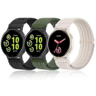 Imagem de Conidido Pulseiras trançadas compatíveis com Garmin Forerunner 165/Forerunner 55, pacote com 3 pulseiras esportivas macias de nylon elástico de 20 mm, pulseira de liberação rápida, pulseira elástica