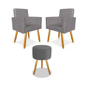 Imagem de Kit 2 Poltrona Nina  1 Puff Consultório Escritório Recepção quaro cama