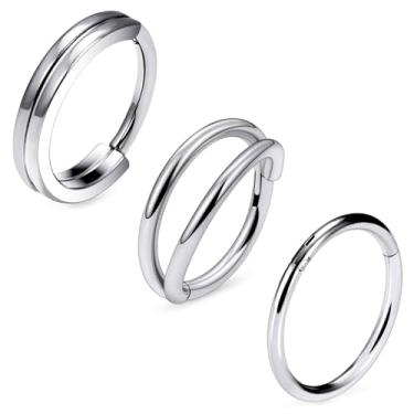 Imagem de Ruifan 20G 18G 16G Anéis de nariz de titânio para mulheres argolas duplas clicker articulado septo nariz anel lábio hélice cartilagem argola brinco daith torre concha corpo piercing joias para