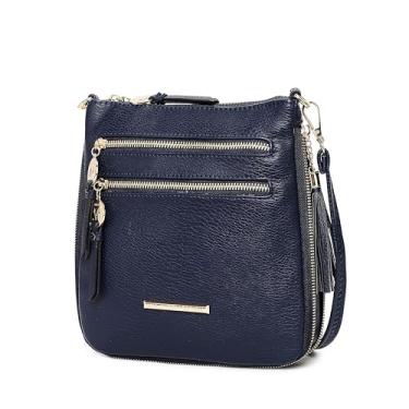 Imagem de MKF Collection Bolsa tiracolo feminina – Bolsa carteiro de couro PU – Bolsa de mão de designer com alça de ombro por Mia K, R Angelina azul-marinho, Medium
