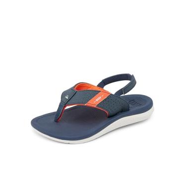 Imagem de Reef Chinelo Little Santa Ana para meninos, Azul-marinho/branco/laranja, 17