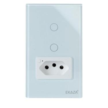 Imagem de Interruptor Wi-Fi Inteligente 2 Botões 1 Tomada Branco Eka - Ekaza