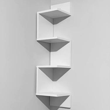 Imagem de Prateleira Nicho de Canto Branca Lateral Mdf Para Livros Decoração Para Casa Quarto Escritório Sala