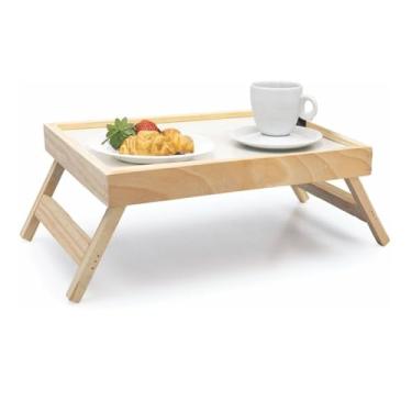 Imagem de Bandeja Mesa De Cafe Com Pezinhos Para Café Da Manhã na Cama e Sofá
