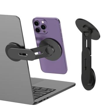Imagem de CloudValley Suporte magnético para laptop, suporte giratório de 360° compatível com iPhone MagSafe e todos os telefones, MacBook, monitor de PC, suporte de tela para Tesla, acessório portátil, preto