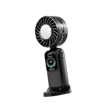 Imagem de Kuntesetty Pequeno ventilador portátil portátil ruído de dobragem sob exibição digital prática de 35dB 100 velocidade ajustável para esportes de verão, Preto