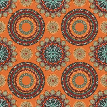 Imagem de LACHEERY Papel de parede vintage Boho 44,5 cm x 701 cm geométrico laranja queimado e azul-petróleo Boho papel de parede para banheiro sala de estar papel de parede removível para armários e gavetas