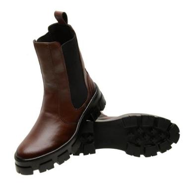 Imagem de Coturno Feminino Tratorada Bota Sola Alta Médio Botinha Blogueira Chel