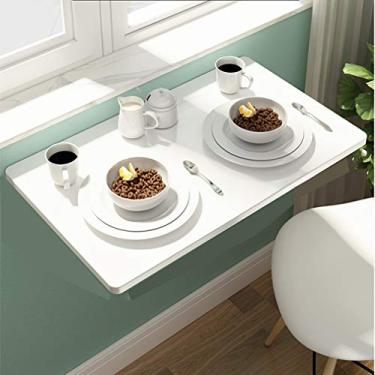 Imagem de Mesa dobrável multifuncional montada na parede, mesa de aprendizado para laptop, quarto/varanda/lavanderia, mesa de jantar de cozinha de madeira, mesa de computador, branco moderno simples (90 x 40/90