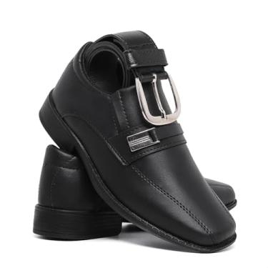 Imagem de Kit Sapato Social Infantil Masculino + Cinto Preto (Preto, BR, Criança de 4 a 8 anos, Numérico, 33)