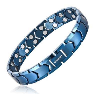 Imagem de Apocalyptic-K Pulseiras magnéticas masculinas de titânio puro, 99% titânio puro (leve), pulseiras magnéticas duplas poderosas, eliminam eletricidade estática, 21 cm, titânio, sem pedra preciosa