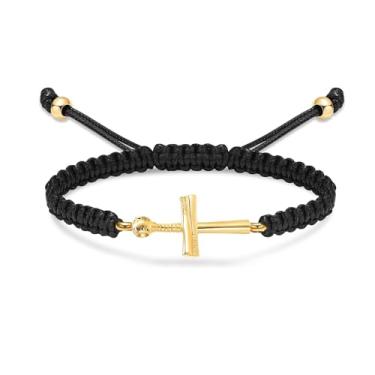 Imagem de Hearbeingt Pulseira de cremação com urna de cremação de taco de beisebol para cinzas para homens e mulheres pulseira de urna ajustável corda trançada, Medium, Aço inoxidável, não