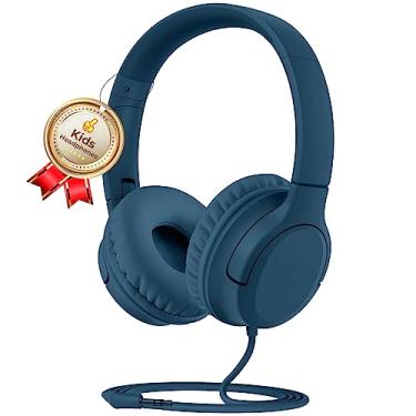 Imagem de DyBaxa Kids Headphones Wired, Foldable On Ear Headset, Volume Limiter 94dB, Over-Ear Headphones for Kids School Online Classes Travel Children, 3.5mm Jack Compatible Smartphones Tablet, Dark Blue