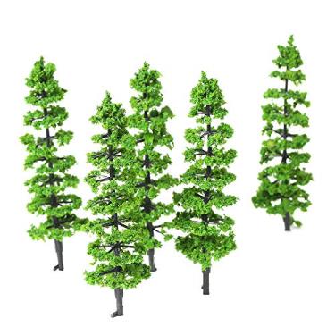 Imagem de CIADAZ 10 Pcs Modelo de Abeto De Plástico Paisagem Em Miniatura Cenário Trem Ferrovias Mini Layout Rainforest Árvores Escala 1: 100-1: 150