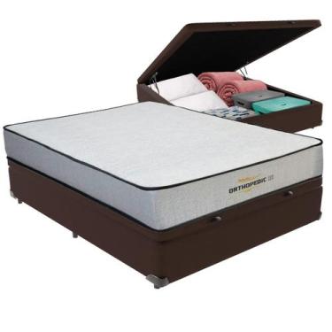 Imagem de Cama Box Baú Viúvo e Colchão Orthopedic D33 V-tech, Marrom