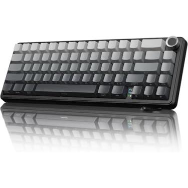 Imagem de Teclado mecânico sem fio para jogos X66 com botão, modo triplo USB-C/BT5.0/2.4G com junta montada 60% RGB 66 teclas, keycap PBT, interruptor Strawberry Hot Swappable (Moonlight)