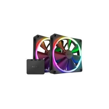 Imagem de Kit Com 2 Ventoinhas NZXT, 140mm, RGB, Com Controlador, Preto - RF-R14DF-B1