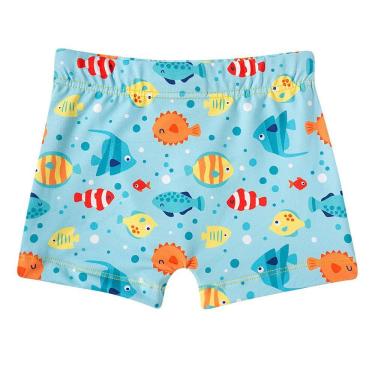 Imagem de Sunga Boxer Infantil Proteção UV 50+ Peixinhos Azul Tip Top
