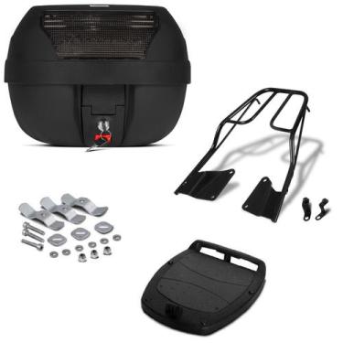 Imagem de Baú Bauleto Preto 28 Litros Com Refletor Pro Tork + Bagageiro Moto, FU