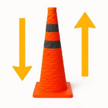 Imagem de Cone Para Sinalização Segurança 70cm Refletivo 2 Faixas Dobrável Laran