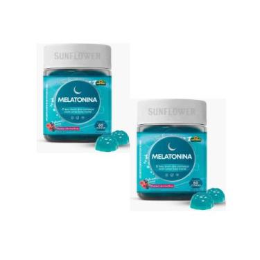 Imagem de Kit 2 Melatonina Gummy 2x60 Gomas 0,21 mg Sabor Frutas Vermelhas Sunfl