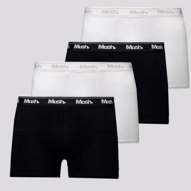Imagem de Kit de 4 Cuecas Boxer Mash Cotton Branca e Preta, M