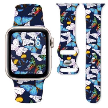 Imagem de Pulseira de relógio compatível com Apple Watch séries 10, 9, 8, 7, 6, 5, 4 e 3 Ultra SE, para mulheres e homens, pulseiras de silicone substituíveis para iWatch de 38 mm, 40 mm, 41 mm e 42 mm