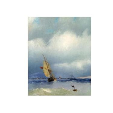 Imagem de Ivan Aivazovsky Impressão de arte de parede em tela - Tela de arte - Pintura de paisagem - Pôster de reprodução de pintura de arte para decoração de casa - Rio 2/60x80 cm 24x31 polegadas Apenas tela