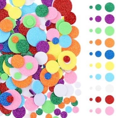 Imagem de 480 peças de adesivos redondos de espuma com glitter, decalques coloridos autoadesivos, adesivos de espuma para artesanato, adesivos de espuma com glitter para cartões comemorativos, álbuns, decoração