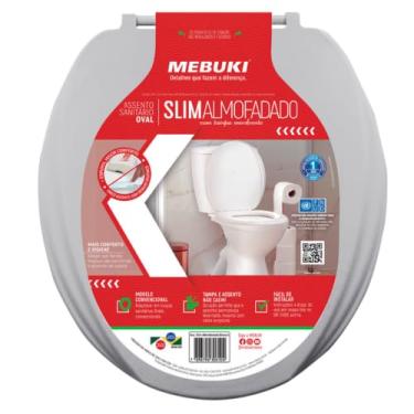 Imagem de Assento Sanitário Tampa Almofadada Oval Compativel Com Onix Vaso Diva 1.6gpf 6.0lpf (Cinza Claro)