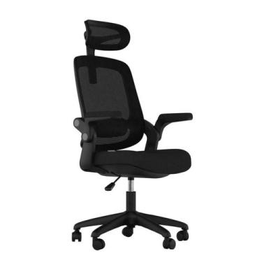 Imagem de Cadeira de Escritório Astra Giratória Preta Elements Ergonômica Reclin