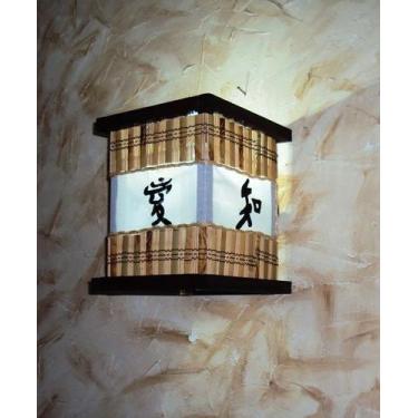 Imagem de Arandela luminária de parede ideograma oriental com telinha de bambu s