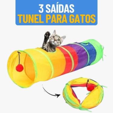 Imagem de Brinquedo Para Gato Túnel Toca 3 Vias com Bolinha  Enriquecimento Ambi