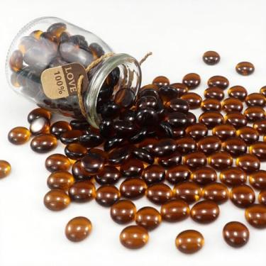 Imagem de ginojex Contas de vidro de 1 kg, enchimento de vaso, decoração de cascalho, mármores de vidro plano, pedras, pedras, aquário, rochas, arte decorativa para casa, artesanato - âmbar