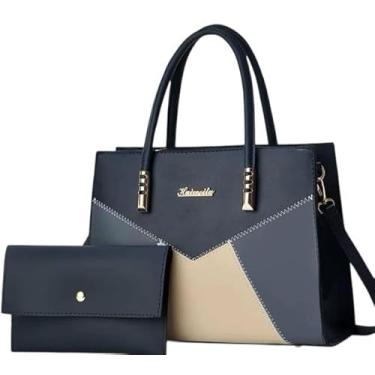 Imagem de Bolsa Feminina My Ek Com Carteira Linha Premium (Azul marinho com Bege)