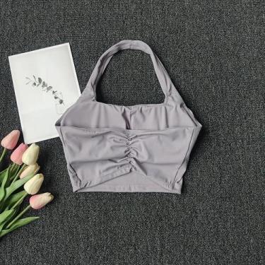 Imagem de Top Esportivo Feminino De Secagem Rápida Com Decote Halter, Almofadas 