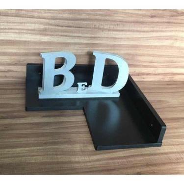 Imagem de Kit Com 3 Prateleiras Em L De Canto Preto Mdf 15mm - B&D Arte e Decora