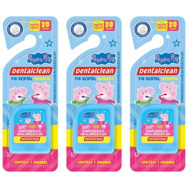 Imagem de 3 FIO DENTAL INFANTIL - PEPPA PIG - 20M - AZUL - DENTALCLEAN