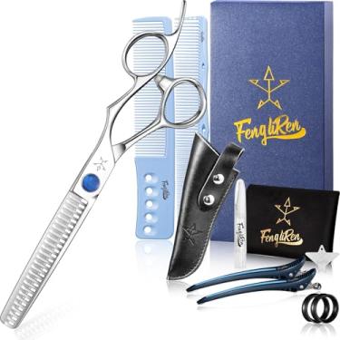 Imagem de Fengliren Tesoura profissional de alta qualidade para corte de cabelo, tesoura de corte de dentes, tesoura de texturização, extremamente afiada, liga dinâmica de aço inoxidável de 16 cm para homens e