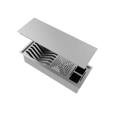 Imagem de Calha Inox Slim 44X17Cm Úmida Tampa Pratos Talheres Copos