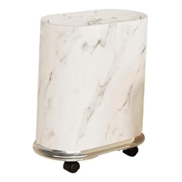 Imagem de WeiLaiKeQi Lixeira com rodas removíveis, tampa resistente tipo prensa, lixeira, lata de lixo para lavanderia, banheiro, cozinha, escritório, Branco