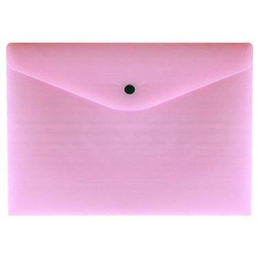 Imagem de Envelope Plástico Com Botão A4 Linho Serena Rosa Pastel