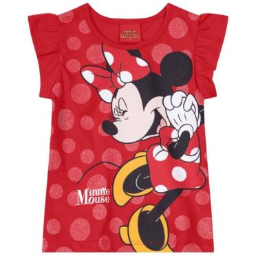 Imagem de Blusa Infantil Menina Meia Malha Minnie Vermelho - Brandili