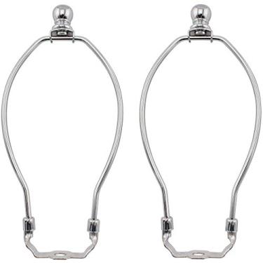 Imagem de Suporte de harpa para abajur de 30,5 cm, OZXNO, 2 unidades, moldura de chifre, suporte para abajur com base de luz e lâmpada esférica, acessórios de substituição para lâmpadas de mesa/chão (prata)